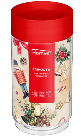 Емкость для сыпучих продуктов 1л (красный)